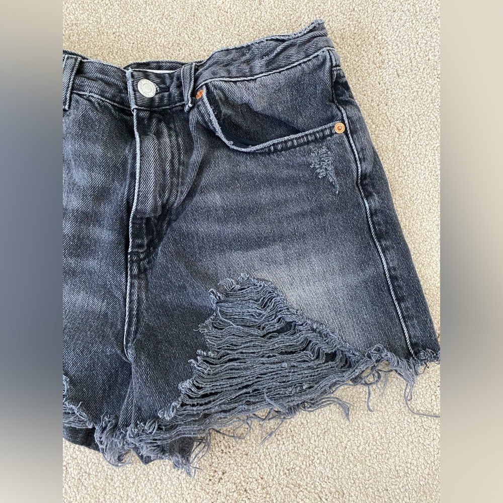 Topshop Black Distressed Mom Shorts